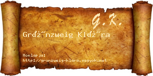 Grünzweig Klára névjegykártya